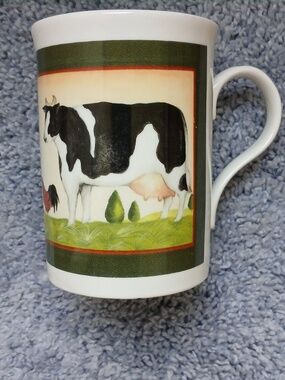 Heirloom Fine Bone China Cows And Rooster Tea/Coffee Mug